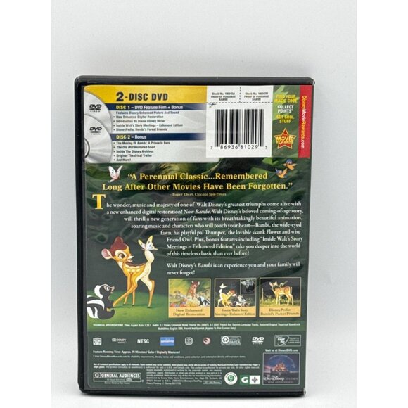 Walt Disneys Bambi 2 Disc DVD Movie Pre owned - Picture 2 of 2